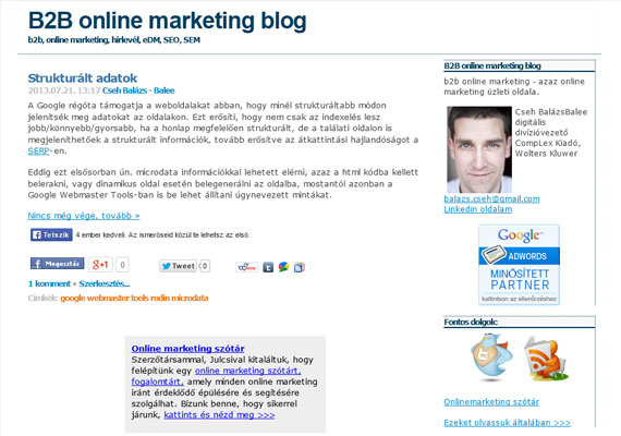 B2B Online marketing blog - hírek, információk, elemzések, tapasztalat, minden ami online, b2b és marketing :)